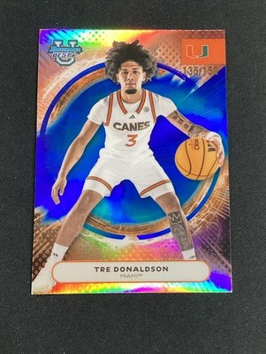 2025-26 Bowman's Best University Tre Donaldson #6 Blue Refractor 135/150 Miami