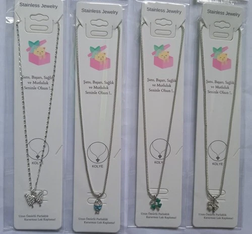Stainless Steel Butterfly & Lucky Clover Pendant Necklace Gift Set For Women - product listing photo
