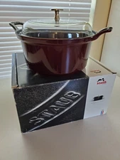 Staub Round Cocotte 2.9 L Grenanadine with Glass Lid