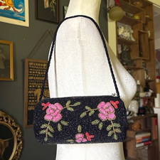 La Viola Beaded Floral Barrel Shoulder Bag