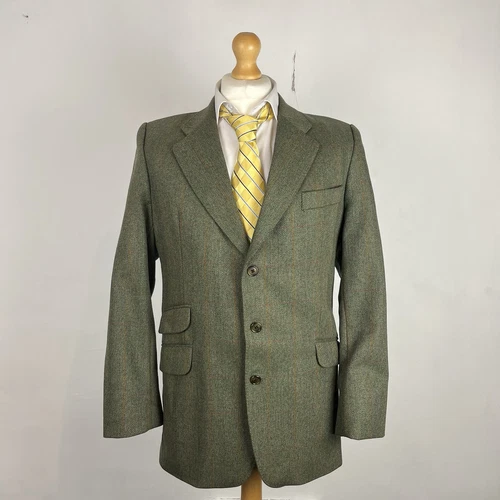 Giacca blazer Brook Taverner tweed uomo 42R verde check Sassonia Supreme