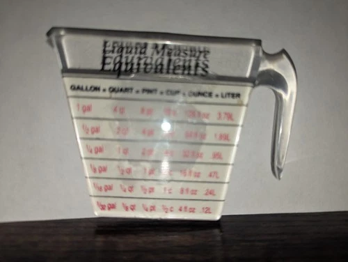 Vintage Measuring Cup Liquid Equivalents Refrigerator Fridge Magnet