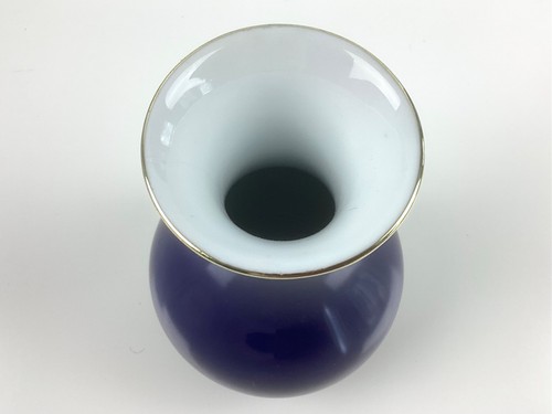 Vintage Royal Porzellan Bavaria KPM Germany Cobalt Blue, Gold Iris Floral Vase - Picture 6 of 11