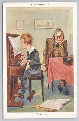 Albert Kaye Comic Art Listening In Boy Piano Radio C.W. Faulkner Serie 1810
