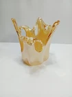 Murano Light Gold Art Glass Vase / Candle Holder - Hand blown - Made in Italy