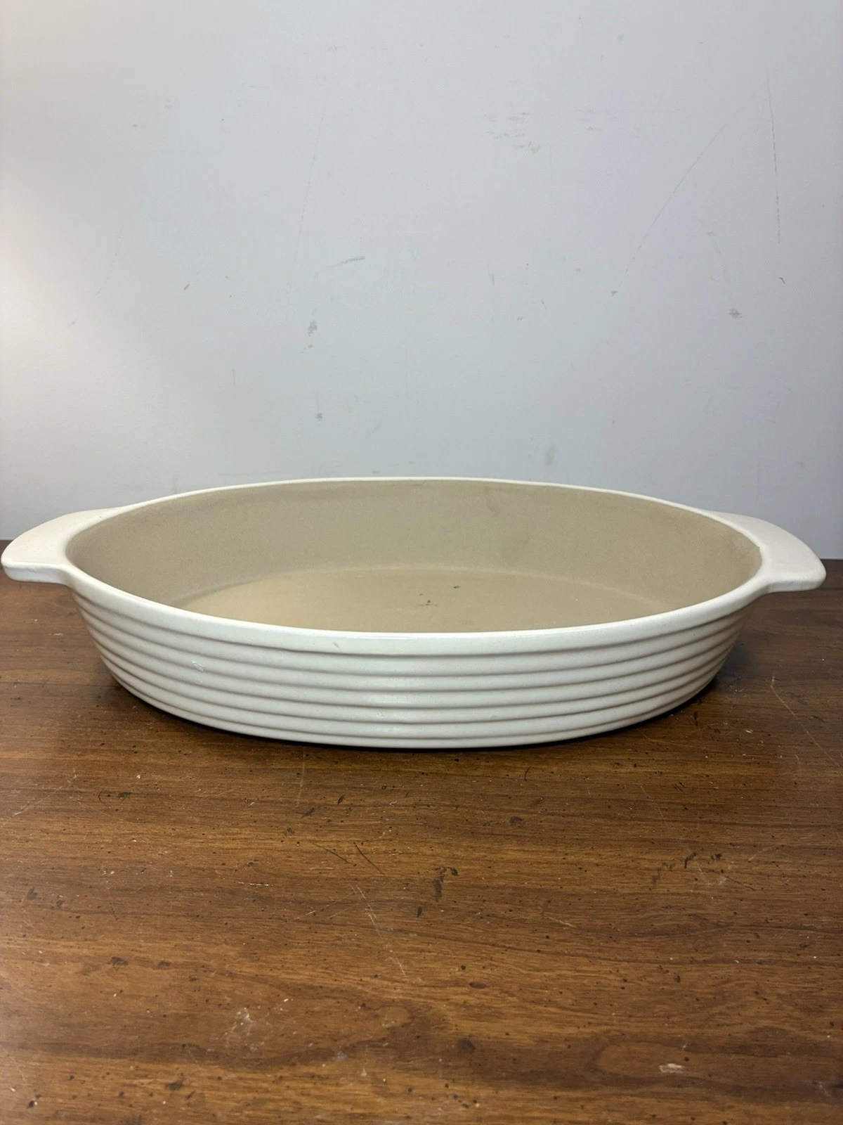 Vintage PAMPERED CHEF Family Heritage Stoneware Oval Glazed Baking Pan Unused