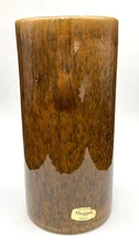 Vintage Haeger Tall Cylinder Floral Vase, Brown Tortoiseshell, #3917, w/Sticker