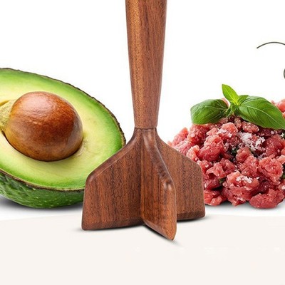 Wooden Potato Masher Ground Beef Chopper High Performance Repair Hamburger