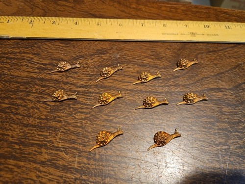 Lot Of 10 Studded Snails France Vintage 60s Brass Stampings Findings Jewelry 