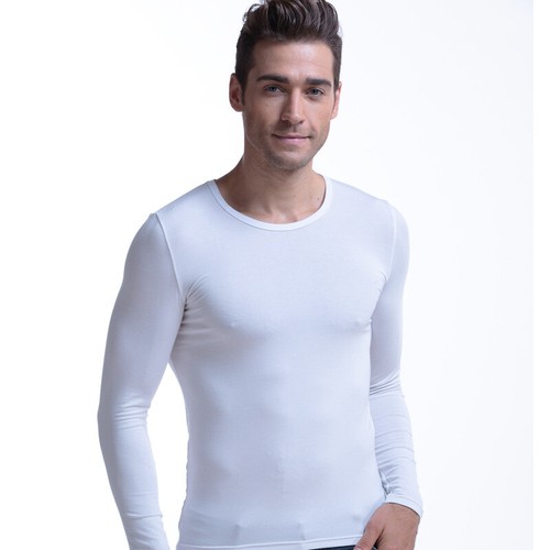 Herren Modal Unterhemden Herbst Dünn Langarm Shirts Slim Thermo Unterwäsche - Bild 6 von 16