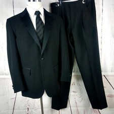 First Knighter Formal Wear 40R 1 Button Black Tuxedo 2pc Suit