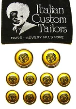 ITALIAN CUSTOM TAILORS REPLACEMENT BUTTONS 10 ENAMEL EFFECT BUTTONS GOOD COND.