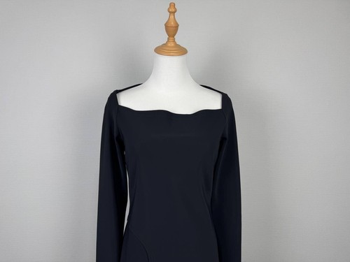 Sarah Pacini Blue Square Neck Side Full Zip Stretch A-Line Evening Dress Size 1 - Picture 2 of 18