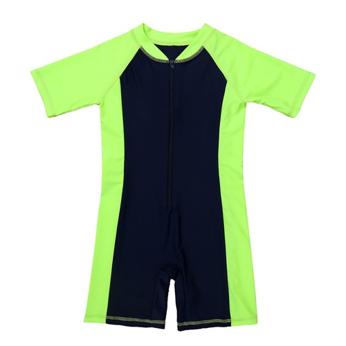 Kids Girls Swimming Costume Short Sleeve Zippered Swimsuit Rash Guard UPF 50+ - Picture 132 of 157