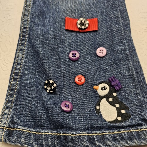 Gymboree 2011 Winter Penquin Little Girls Size 4 Adjustable Waist Blue Jeans - Picture 3 of 9