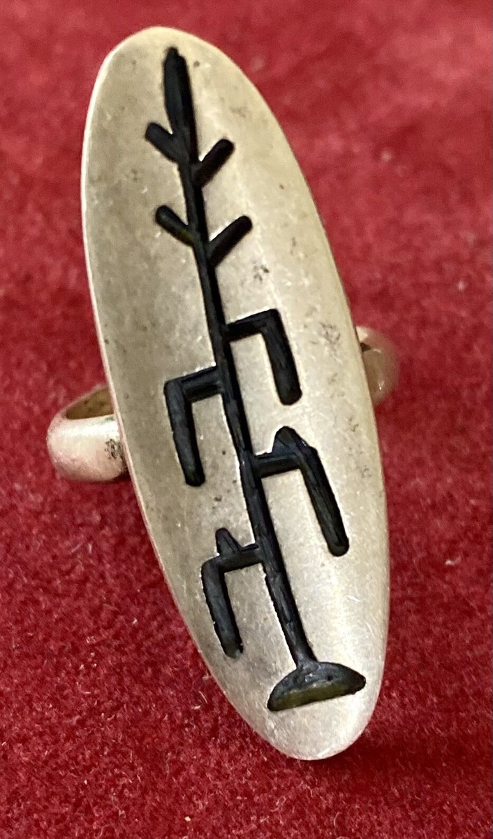 Vintage Hopi artist signed Sterling silver Corn design
