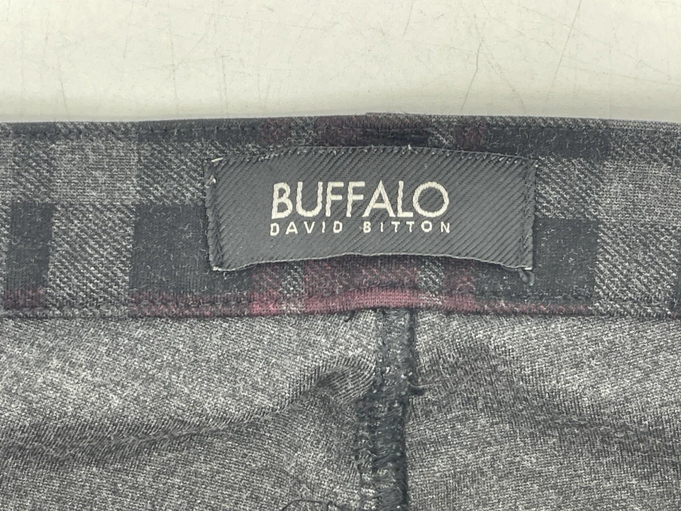 Pantalones ajustados Buffalo David Bitton para mujer talla 25 tiro bajo gris púrpura a cuadros 26X26 Foto 3 de 4
