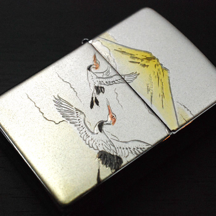 Zippo Crane Japanese Mt Fuji Electroforming Plated Silver Japan