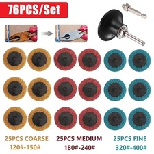 76PCS 2 inch Roll Lock Sanding Discs Quick Change Conditioning Surface Cleaning