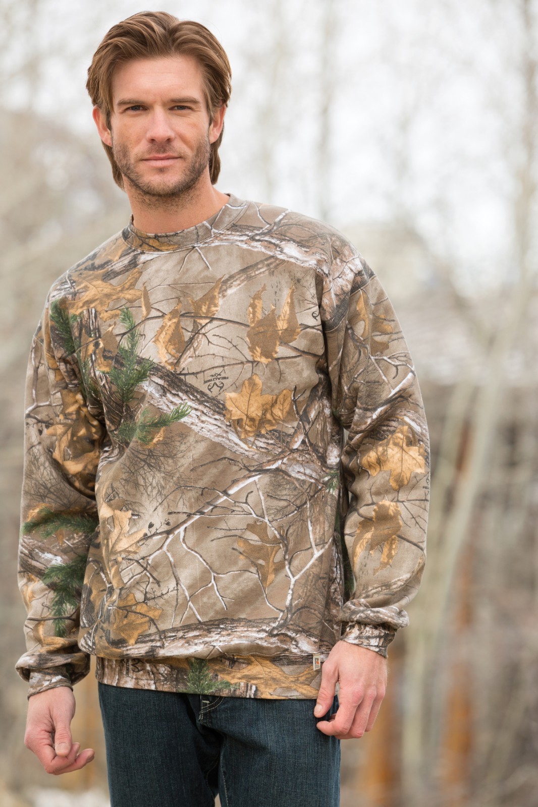 Russell Outdoors Mens S-2XL 3XL Realtree AP Camo Crew Neck Sweatshirt ...