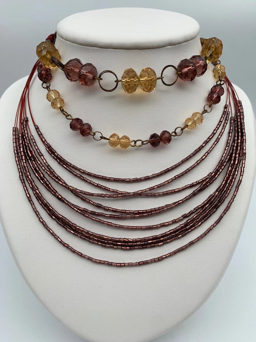 Collier Multi-rangs Perles Artisanat Du Monde - Neuf Jamais Porté, Longueur ~50 Cm, Marron