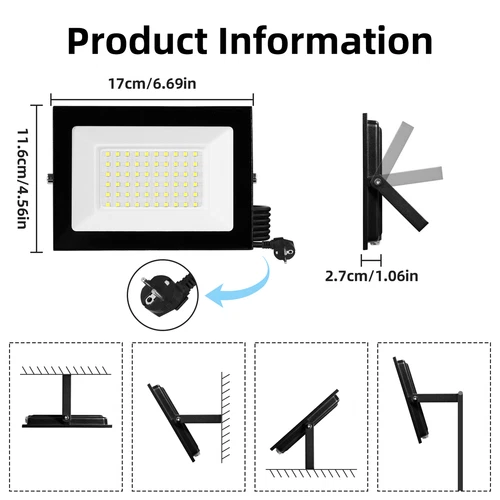 LED Fluter Stecker Außen Strahler Arbeitsleuchte Baustrahler Scheinwerfer Garten - Bild 82 von 251