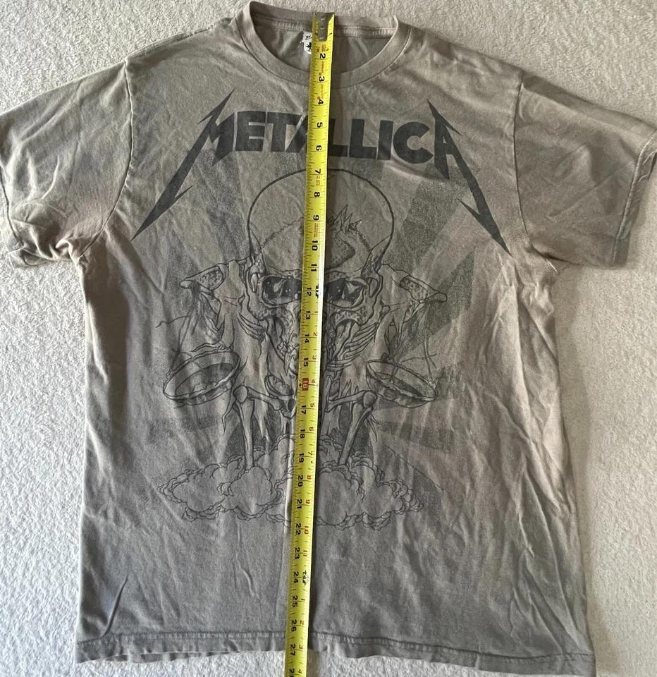 Camiseta Metallica Vintage Años 90 Diseño Cabeza de Pushead Calaveras Marrón Talla Grande Foto 4 de 4