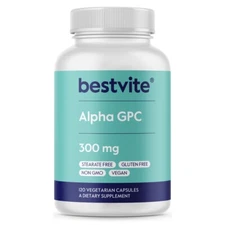 Alpha GPC 300mg (120 Vegetarian Capsules)-Vegan, No Stearates