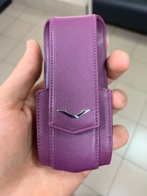 Original New Case Brand Vertu Ayxta, Stylish, Purple, Natural Leather, Handmade