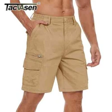 TACVASEN Summer Cotton Shorts Men's Cargo Shorts Outdoor Workwear Multi-pockets