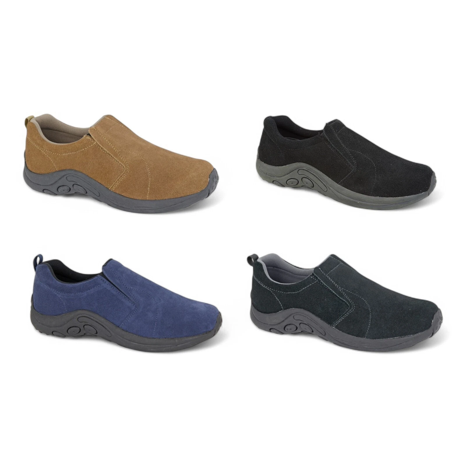 PDQ Mens Ladies Slip On Easy Fit Suede Leather Shoes Comfortable Slipper Size