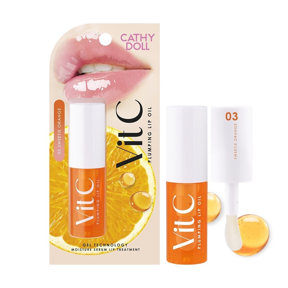 vitamin c lip oil Cathy Doll Vit Plumping Anti-Aging Soft & Smooth 2.4g x 3 Watermelon flavored Lip Oil housed with High end 2% Vitamin C Vanilla Lip