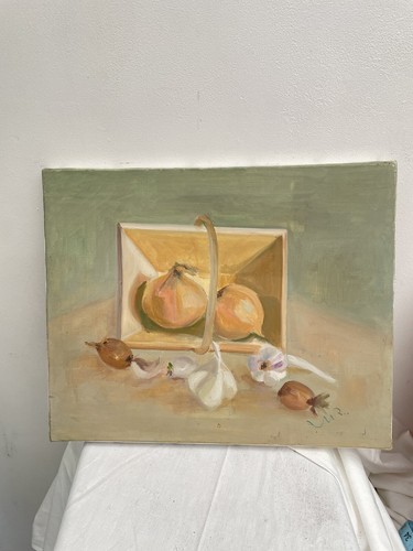 Original Painting French Still-life Pastel Basket Onions Provence Art 16x13” - Picture 15 of 16