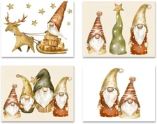 Holiday Gnomes Cards - Blank Inside with Envelopes - 5.5"x4.25" - 12 or 24 Packs