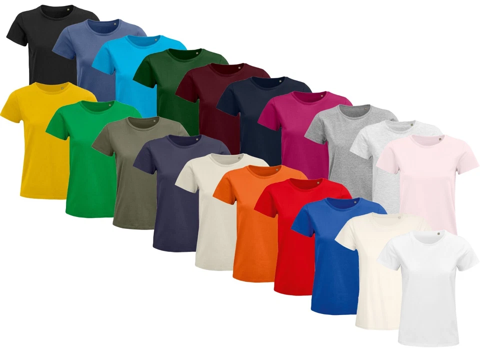 SOLS Ladies Pioneer Organic Cotton Short Sleeve Crew Neck Tee T-Shirt S-3XL