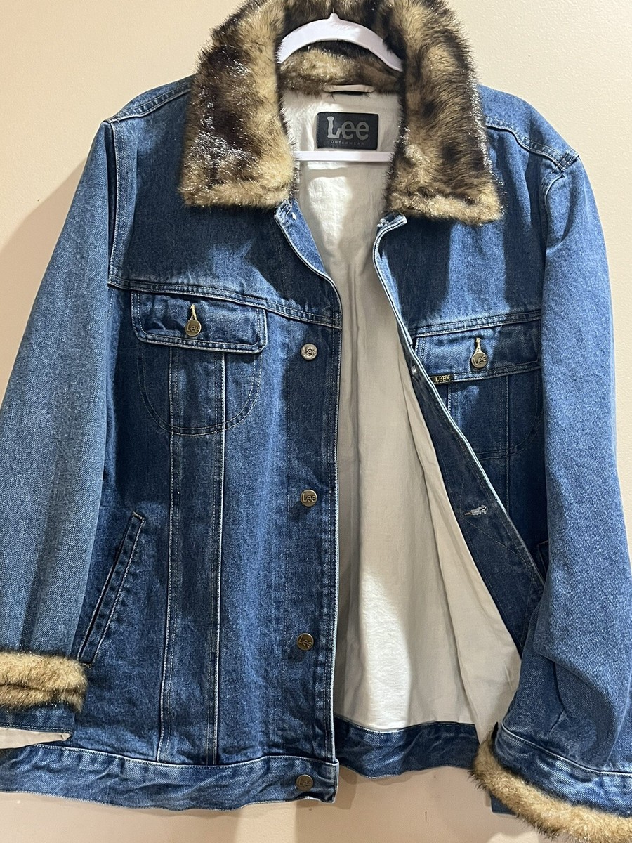 B4/ 2XL Vintage Denim Lee Outerwear Lined Faux Fur Trim