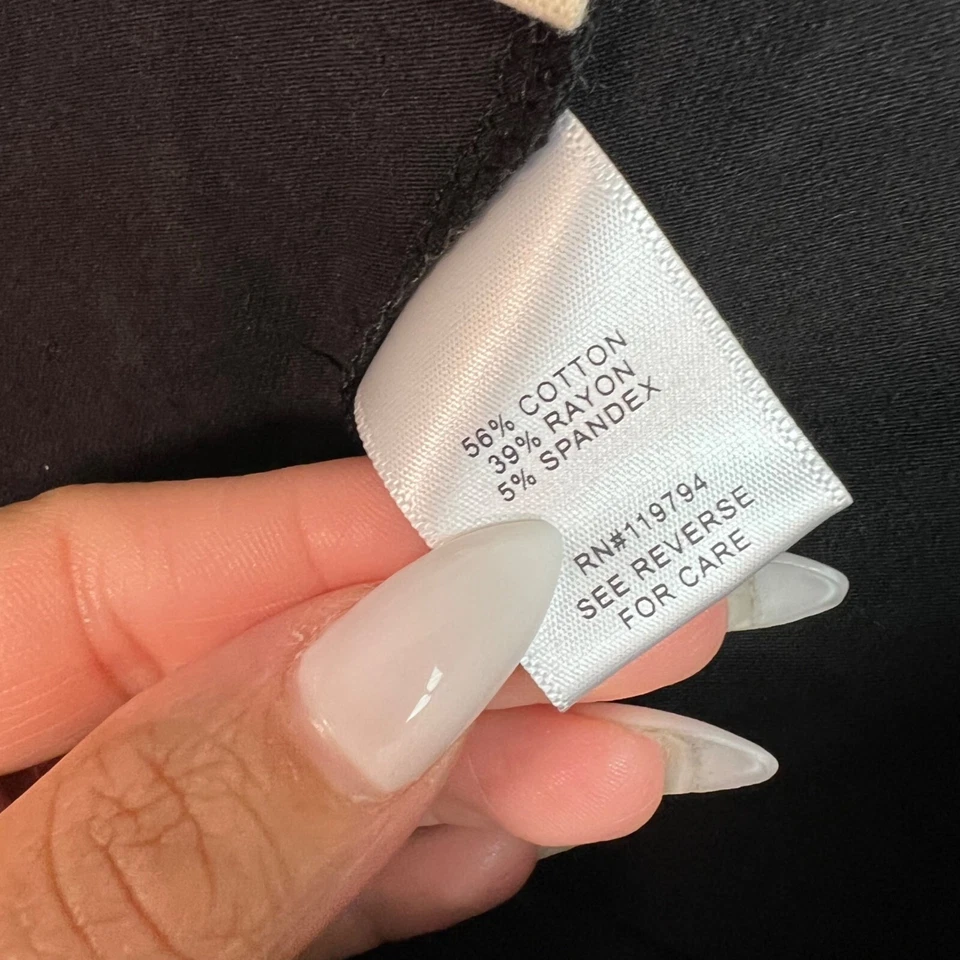 Oneworld Black Womens Leggings With Rhinestone Embellished Cuffs Size Large NEW! - Image 4 of 4