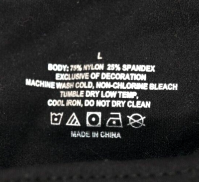 Sleeveless Black Tank Bodysuit Snap Crotch Size L 75% Nylon 25