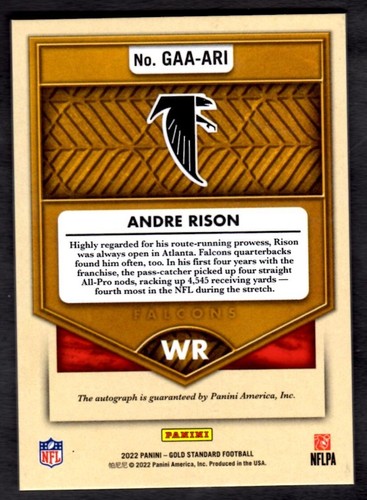 2022 PANINI GOLD STANDARD GOLDEN AGE AUTOGRAPHS #GAAARI ANDRE RISON/99 - Picture 2 of 2