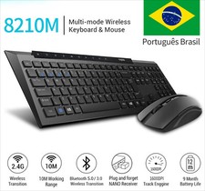 Multi-Mode Bluetooth Wireless Keyboard and Mouse Kit With Multimedia Keys Black