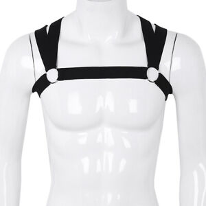 US Mens Nylon Elastic Body Chest Harness Belt Shoulder Straps Fancy Club Costume