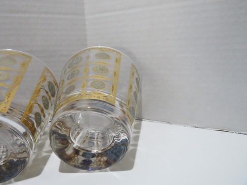 VTG MCM 1950'S/60'S CLUVER 22K GOLD ROCKS/LOWBALL TAPERED GLASSES GOLD/TURQ-7 - Picture 15 of 15