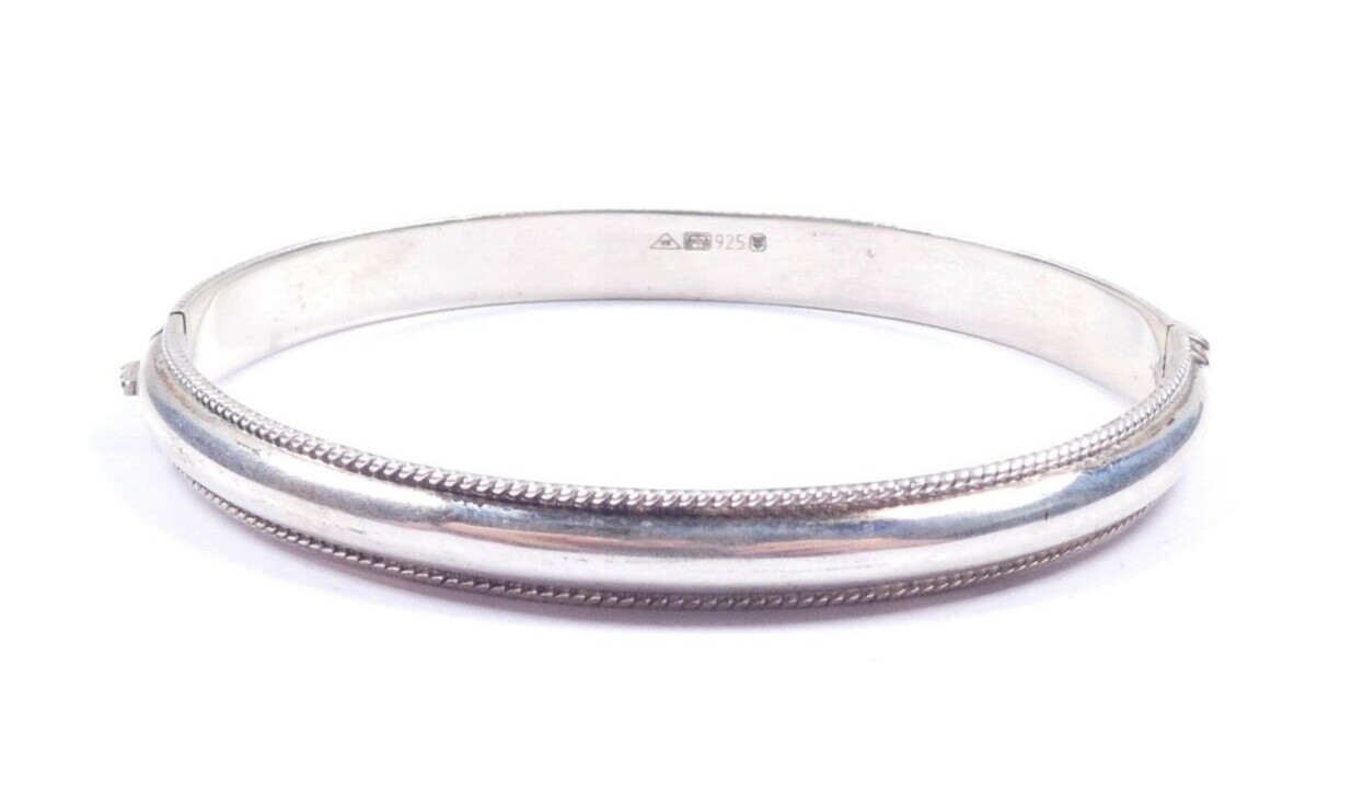 Plain Hinged Bangle Bracelet With Border 925 Ster… - image 2