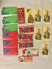 Vintage Christmas Gift Tag  Present Holiday Stick Peel Tags Lot MCM