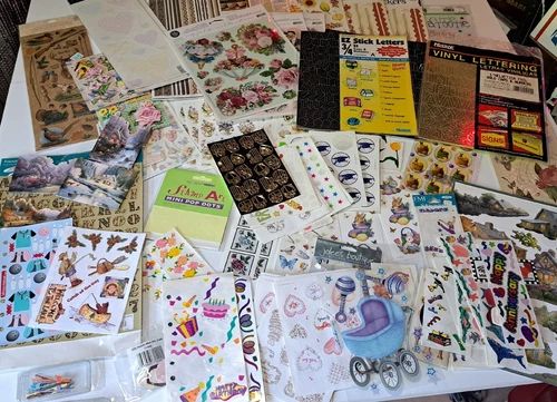 Huge Scrapbook Sticker Lot 2lbs Vtg Crafts Hallmark Camping Letters Victorian