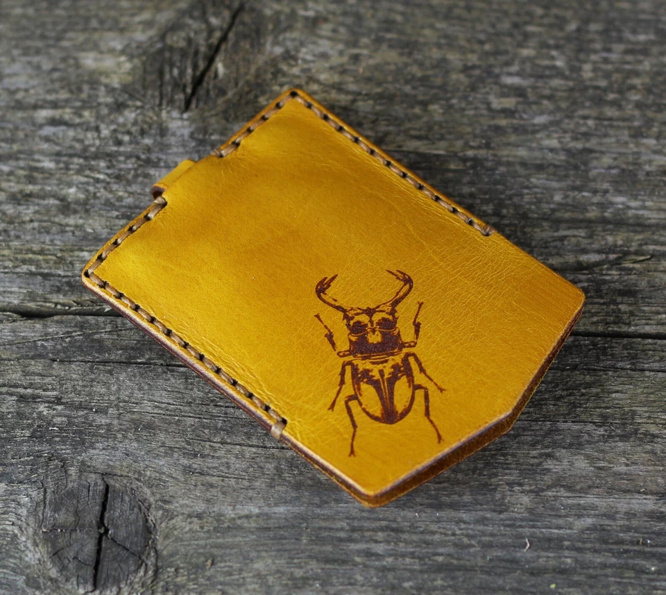 Bug - Llavero de cuero, estuche con llavero de plata, llavero bug. Foto 3 de 4