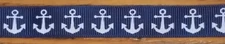 NAVY BLUE ANCHOR RIBBON - GROSGRAIN - BOAT - NAUTICAL - U CHOOSE STYLE & SIZE