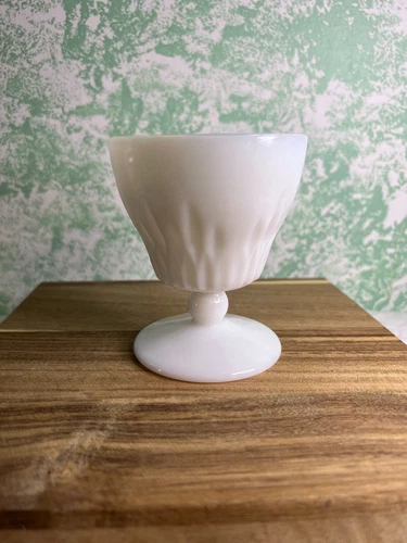 Vintage Hazel Atlas Starlite Milk Glass Footed Cup Mug MCM