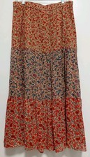 Vintage Ralph Lauren Floral Paisley Tiered Maxi Skirt Prairie Western Med