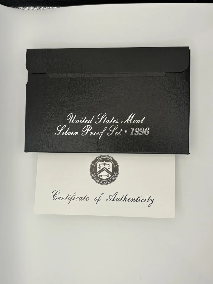 Juego de prueba de plata 1996 como nuevo en Estados Unidos con certificado de autenticidad moneda de diez centavos, cuarto, medio dólar 90 % plata. Foto 3 de 3
